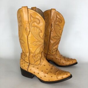 Genuine Ostrich Leather Western Boots Men’s 6.5 EE Women’s 8 By Gavilla Boots